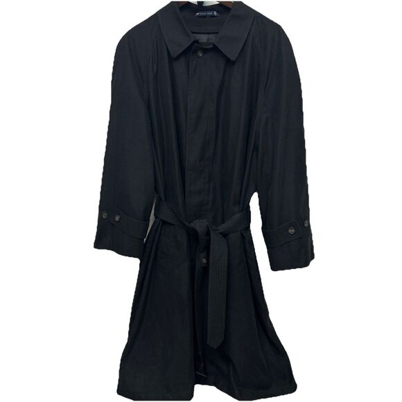 Ralph Lauren Blue Label Overcoat Rain Trench Coat Microfiber Wool Liner Mens 44R